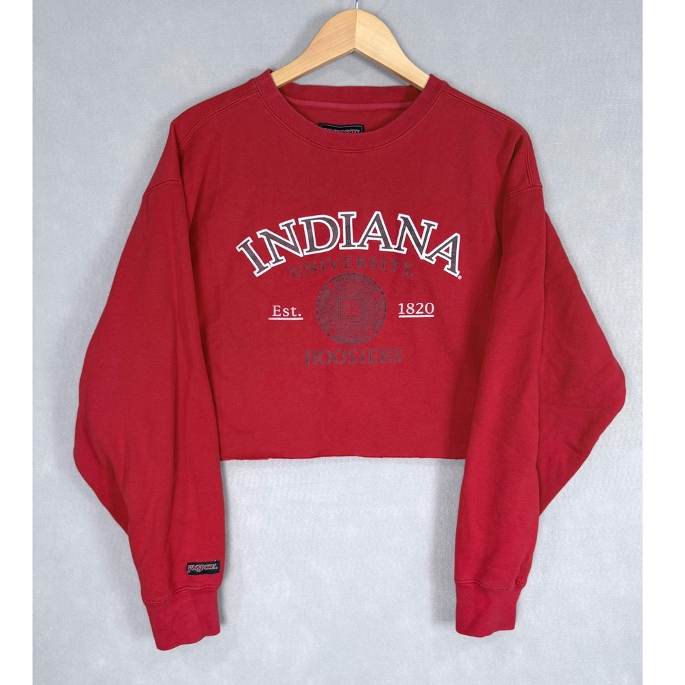 Vintage 90's‎ Jansport Indiana University Sweatshirt Women Large Red Cropped